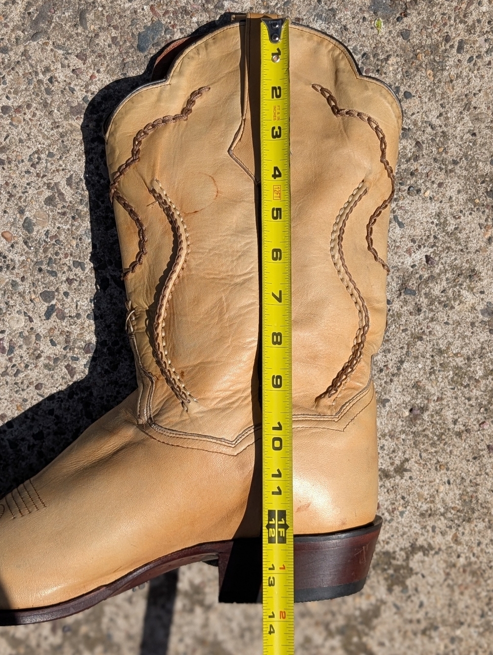 Dan Post Palamino Tan Leather Western Cowboy Boots Size 13 Men's Stitched Design - Picture 11 of 11